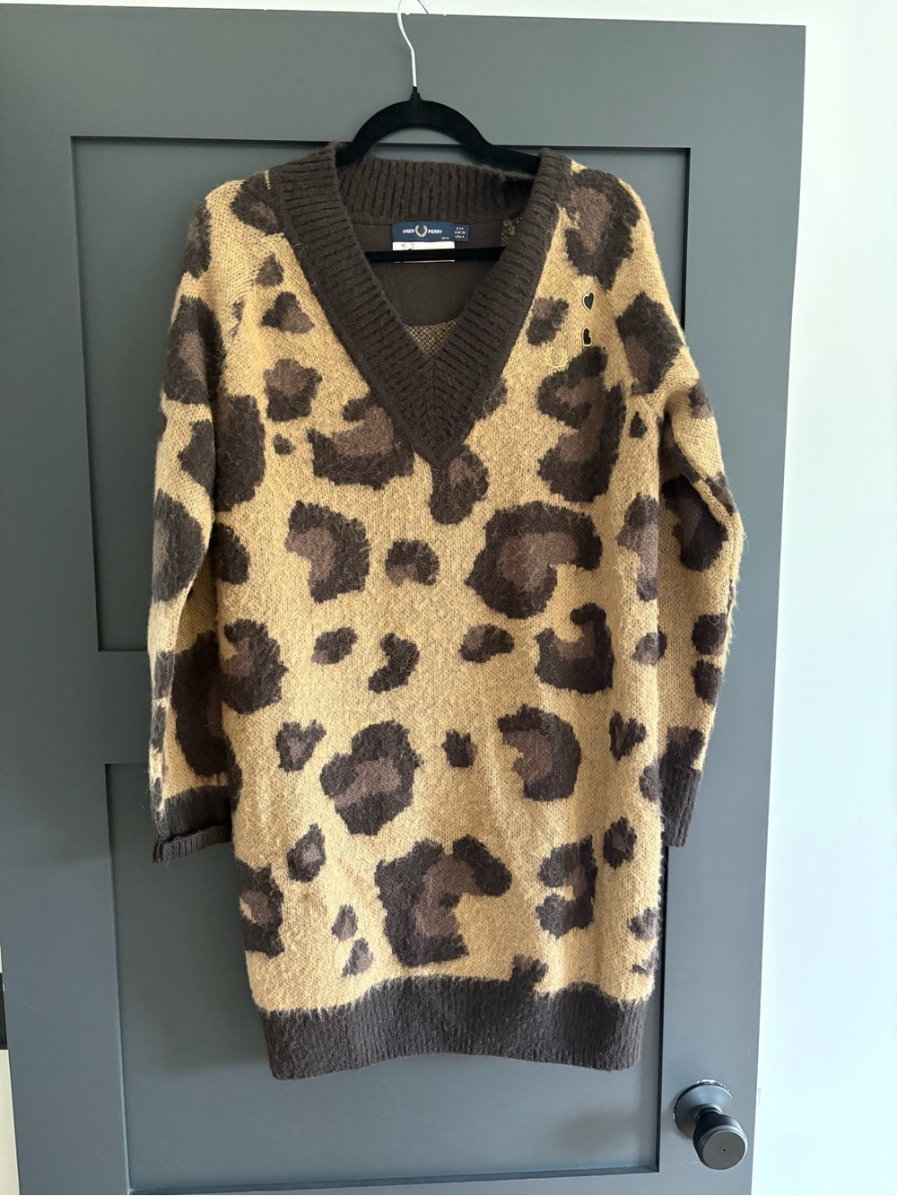 Amy Winehouse Fred Perry US 4  UK 8 Oversized Leopard Cheetah Sweater Dress